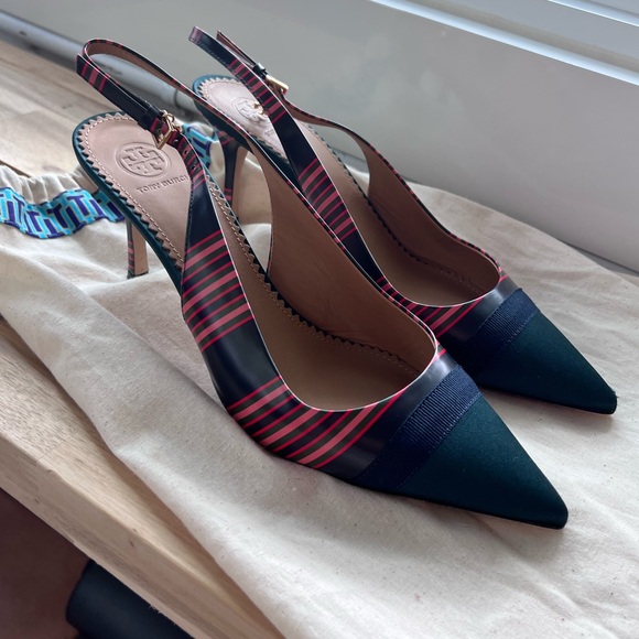 Tory Burch Striped Sling Back Pumps - Picture 5 of 5